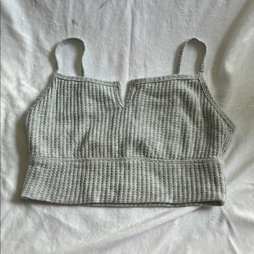 Cozy Gray Waffle-Knit Bralette
